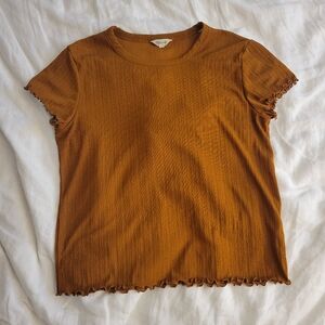 Madewell Lettuce Trim Crop Top Brown